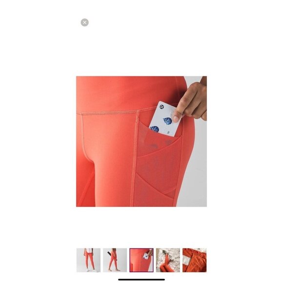 Lululemon Size 6 Mesh Rise and Flow Leggings Criss Cross Orange Coral NO SIZE - Picture 3 of 15